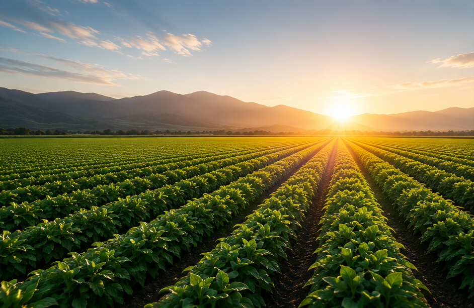 Egypt's agricultural fields at sunrise
